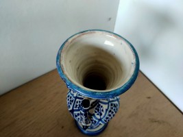 aardewerk vaas met oren blauw (4)